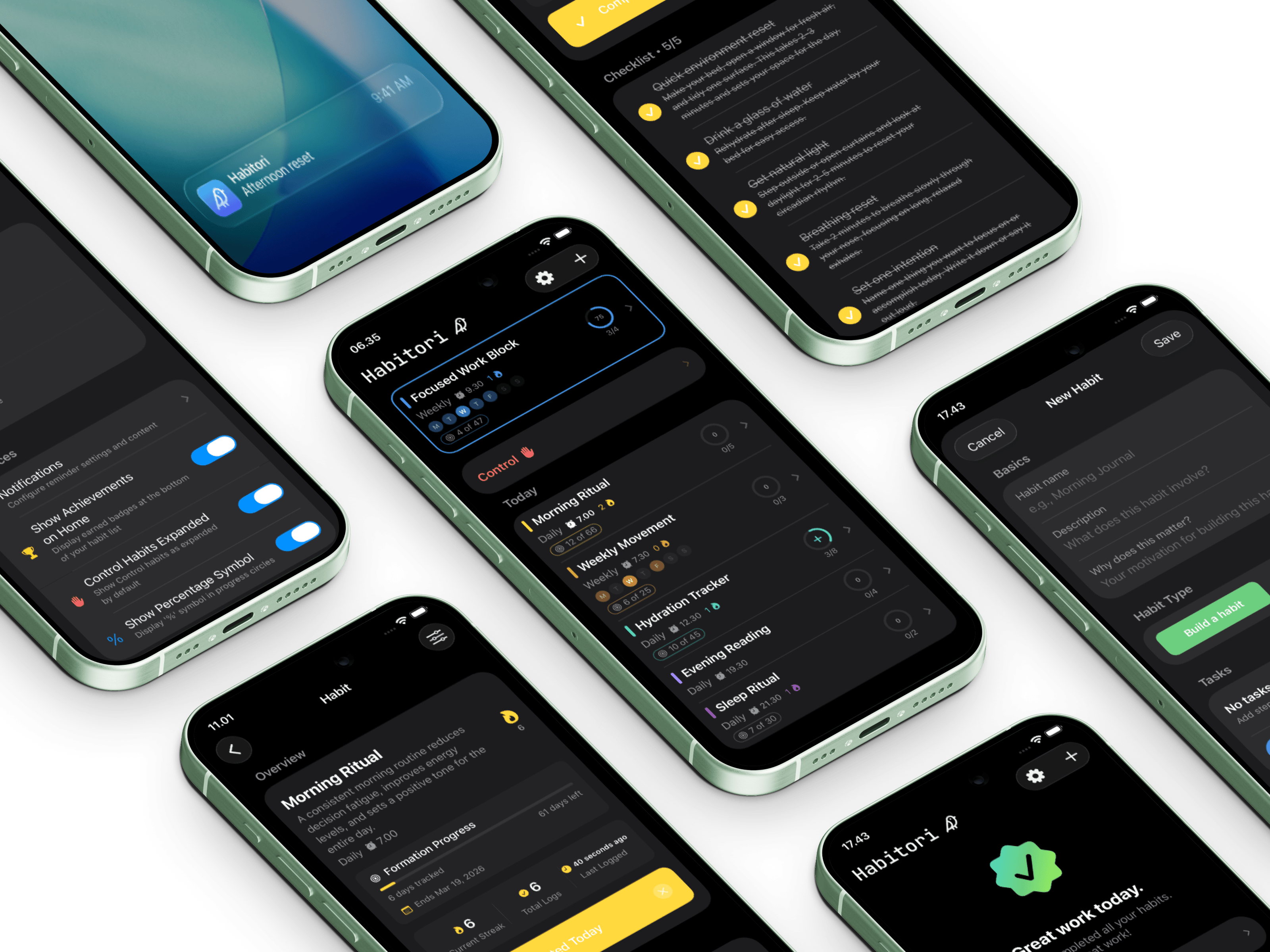 Habitori app screens